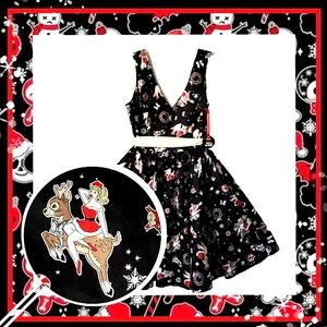 Hell Bunny Black and Red Christmas Midi Dress